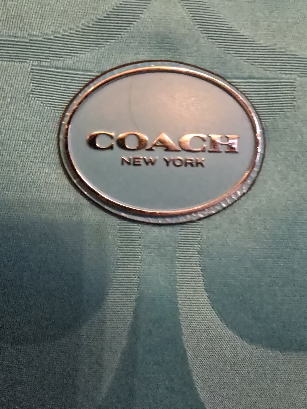 Coach Signature C Getaway File Crossbody Slim Bag Purse Teal Blue Nylon #F77408 - Picture 5 of 16